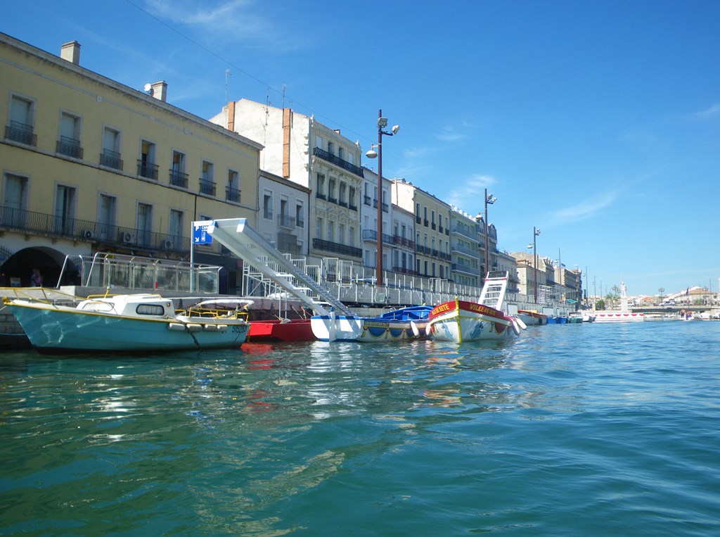 Jousting boats sit idle in Sète France