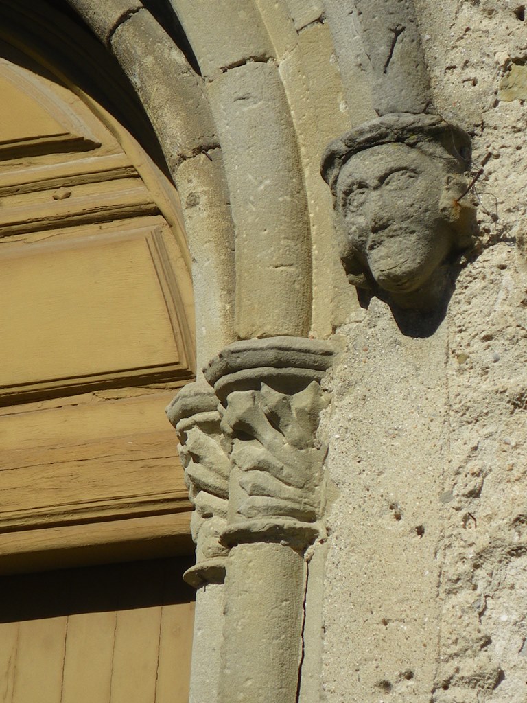 Carved stonework around church door